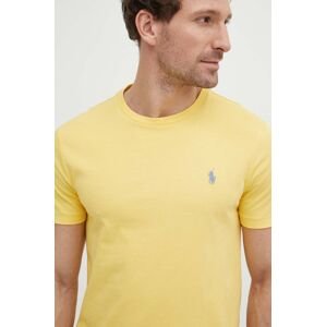 Bavlnené tričko Polo Ralph Lauren pánsky, žltá farba, jednofarebný