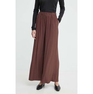 Nohavice Samsoe Samsoe UMA dámske, hnedá farba, široké, vysoký pás, F21200187