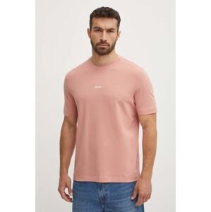 Tričko BOSS BOSS ORANGE pánske, ružová farba, jednofarebné, 50473278
