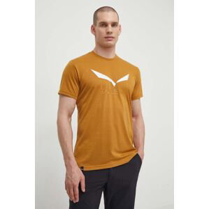 Športové tričko Salewa Solidlogo hnedá farba, s potlačou