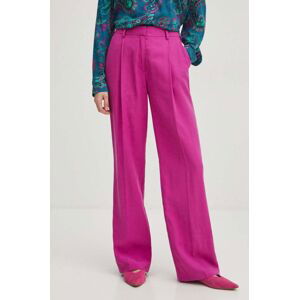 Nohavice Medicine dámske, ružová farba, široké, vysoký pás