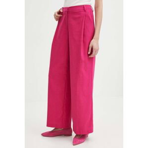 Nohavice Medicine dámske, ružová farba, široké, vysoký pás