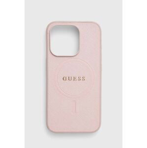 Puzdro na mobil Guess iPhone 15 Pro 6.1 ružová farba, GUHMP15LPSAHMCP