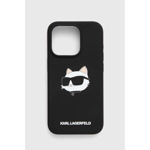 Puzdro na mobil Karl Lagerfeld iPhone 15 Pro 6.1 čierna farba, KLHMP15LSCHPPLK