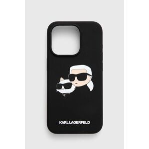 Puzdro na mobil Karl Lagerfeld iPhone 15 Pro 6.1 čierna farba, KLHMP15LSKCHPPLK