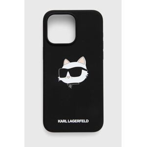 Puzdro na mobil Karl Lagerfeld iPhone 15 Pro Max 6.7 čierna farba, KLHMP15XSCHPPLK