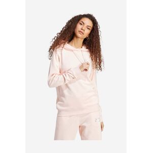 Bavlnená mikina adidas OS IP3764-pink, dámska, ružová farba, s kapucňou, s potlačou