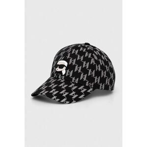 Bavlnená šiltovka Karl Lagerfeld čierna farba, vzorovaná, 245W3404