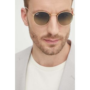 Slnečné okuliare Ray-Ban ROUND METAL pánske, zlatá farba, 0RB3447