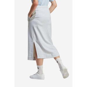 Bavlnená sukňa adidas Ess Skirt IC5264 IC5264-grey, šedá farba, midi, rovný strih