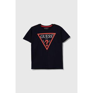 Detské bavlnené tričko Guess tmavomodrá farba, s potlačou, L73I55 K8HM0