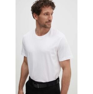 Bavlnené tričko BOSS pánske, biela farba, jednofarebné, 50475294