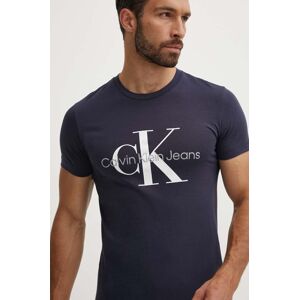 Bavlnené tričko Calvin Klein Jeans pánske, tmavomodrá farba, s potlačou, J30J320935