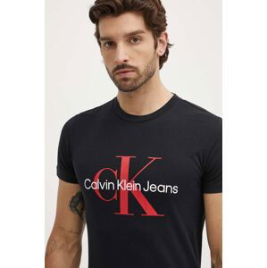 Bavlnené tričko Calvin Klein Jeans pánske, čierna farba, s potlačou, J30J320935