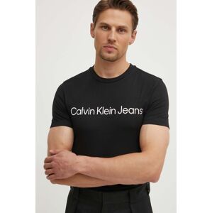 Bavlnené tričko Calvin Klein Jeans pánske, čierna farba, s potlačou, J30J322552