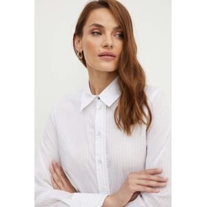 Bavlnená košeľa BOSS dámska, biela farba, regular, s klasickým golierom, 50520677