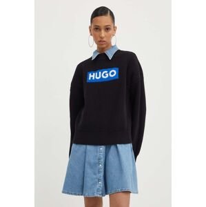 Bavlnený sveter Hugo Blue čierna farba, teplý, 50514300
