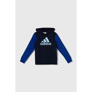 Detská mikina adidas J BL CB HD tmavomodrá farba, s kapucňou, s potlačou, IX9511