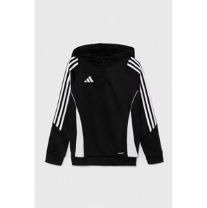 Detská mikina adidas Performance TIRO24 TRHOODY čierna farba, s kapucňou, s nášivkou, IJ9960