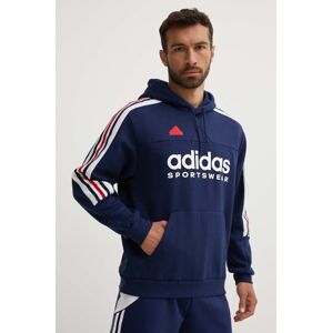 Mikina adidas Tiro pánska, tmavomodrá farba, s kapucňou, s potlačou, IY4530