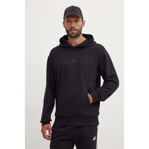 Bavlnená mikina adidas All SZN pánska, čierna farba, s kapucňou, s nášivkou, IX1248