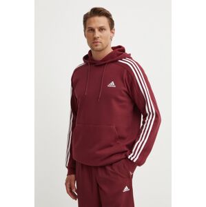 Mikina adidas Essentials pánska, bordová farba, s kapucňou, s nášivkou, JG5949