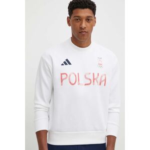 Tepláková mikina adidas Performance Olympic biela farba, s potlačou, JF6688