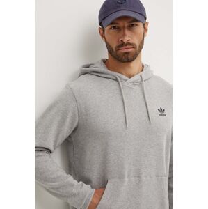 Bavlnená mikina adidas Originals pánska, šedá farba, s kapucňou, melanžová, IX7670