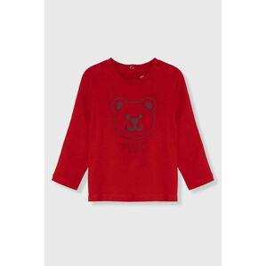 Detské bavlnené tričko s dlhým rukávom Guess červená farba, s potlačou, I4YI01 K8HM4