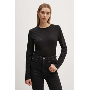 Tričko s dlhým rukávom Calvin Klein Jeans dámske, čierna farba, J20J223628