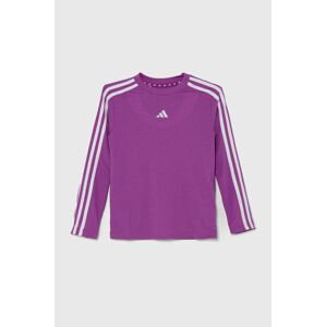 Detské tričko s dlhým rukávom adidas J TR-ES 3S LS fialová farba, IW0847