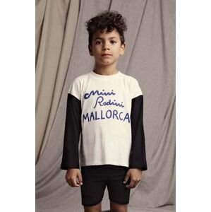 Detské tričko s dlhým rukávom Mini Rodini Mallorca biela farba, s potlačou