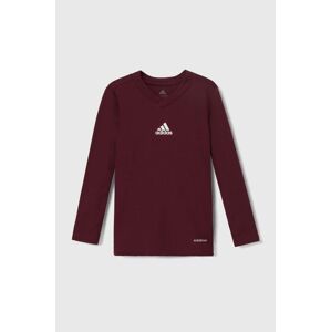 Detské tričko s dlhým rukávom adidas Performance TEAM BASE TEE Y bordová farba, s potlačou, GN7510