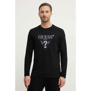 Bavlnené tričko s dlhým rukávom Guess čierna farba, s nášivkou, M4YI06 I3Z14