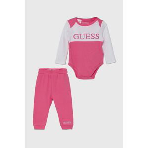 Detská bavlnená súprava Guess ružová farba, H4YW02 KA6W4