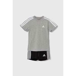 Detská bavlnená súprava adidas I 3S SPORT SET šedá farba, IY5091