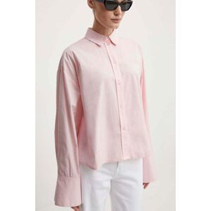 Bavlnená košeľa 2NDDAY 2ND Clara - Fine Crispy Popli dámska, ružová farba, voľný strih, s klasickým golierom, 2244135287