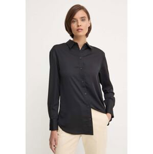 Košeľa Calvin Klein dámska, čierna farba, regular, s klasickým golierom, K20K207584
