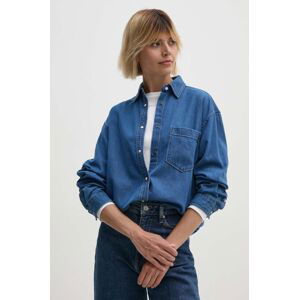 Rifľová košeľa Pepe Jeans BOYFRIEND SHIRT dámska, voľný strih, s klasickým golierom, PL304895HT8