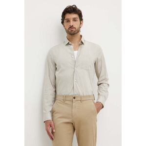 Košeľa Calvin Klein pánska, béžová farba, regular, s klasickým golierom, K10K113491