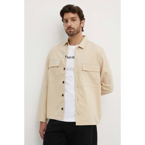 Košeľa Calvin Klein pánska, béžová farba, regular, s klasickým golierom, K10K112988