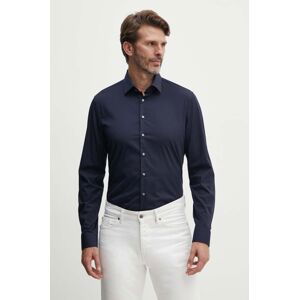 Košeľa Calvin Klein pánska, tmavomodrá farba, slim, s klasickým golierom, K10K113160