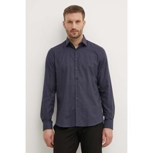 Košeľa Calvin Klein pánska, tmavomodrá farba, slim, s talianskym golierom, K10K113178