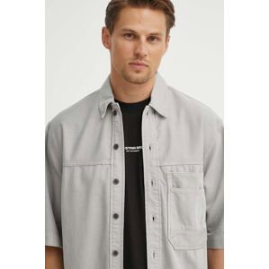 Rifľová košeľa G-Star Raw pánska, šedá farba, voľný strih, s klasickým golierom, D24603-D551