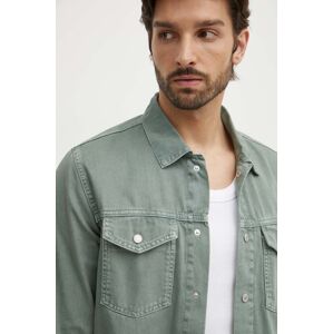 Rifľová košeľa Pepe Jeans REGULAR OVERSHIRT pánska, zelená farba, regular, s klasickým golierom, PM308584YH5