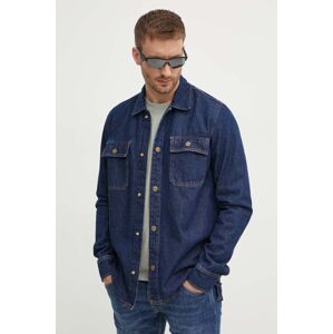 Rifľová bunda Pepe Jeans RELAXED OVERSHIRT pánska, tmavomodrá farba, prechodná, oversize, PM308585CU4