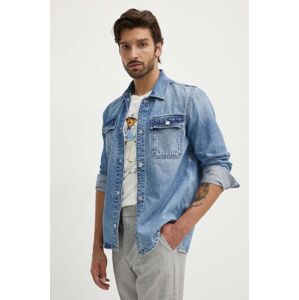 Rifľová košeľa Pepe Jeans RELAXED OVERSHIRT pánska, regular, s klasickým golierom, PM308585MP7