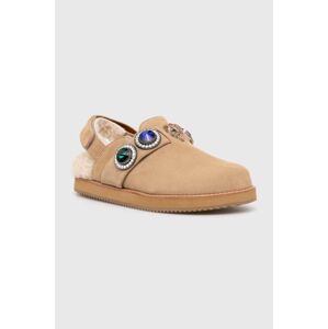 Semišové šľapky Kurt Geiger London Octavia Casual Sling Mule dámske, béžová farba, 2633540209