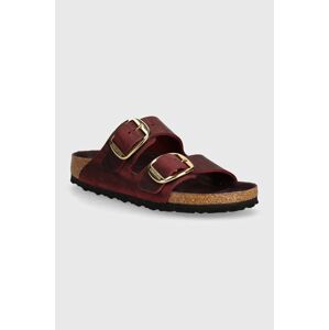 Kožené šľapky Birkenstock Arizona Big Buckle dámske, bordová farba, 1027988