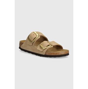 Semišové šľapky Birkenstock Arizona Big Buckle dámske, béžová farba, 1024064